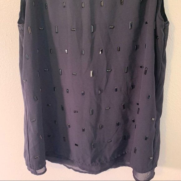 H&M Swing Tank Top Blouse Navy Blue Black Studded - Picture 4 of 11